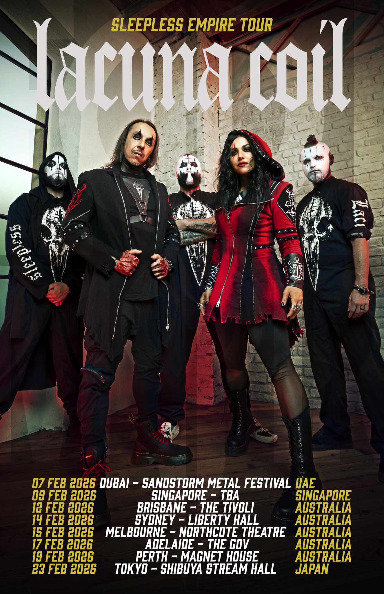 Lacuna Coil Sleepless Empire Tour Poster 2026–2027